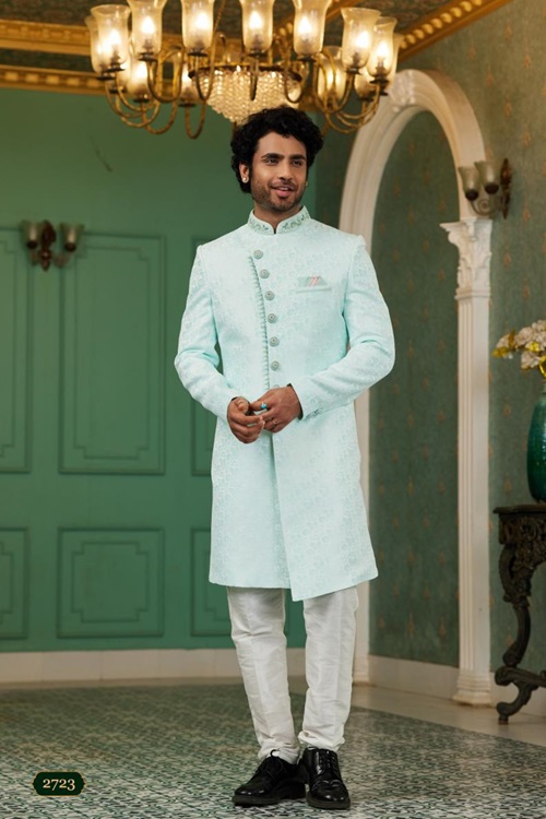 Indo Western Dupion Art Silk with Aligadhi Pant